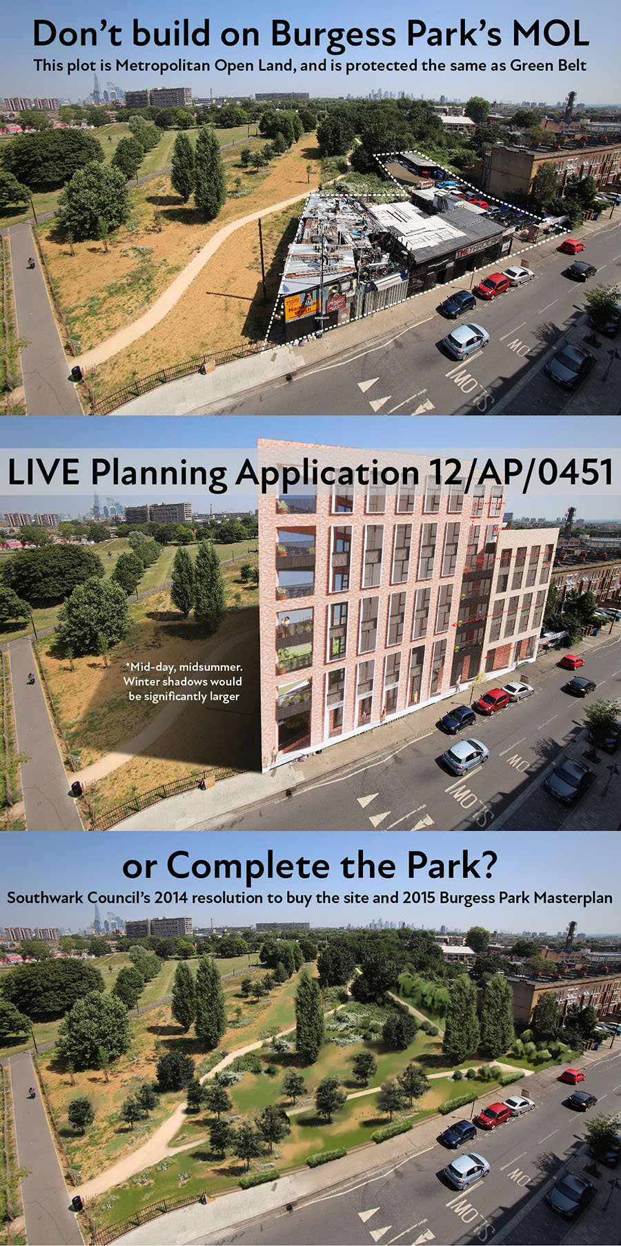 1-3 Southampton Way is Metropolitan Open Land, and is protected from inappropriate development. Keep the MOL protection and incorporate the plots into Burgess Park Nature Reserve